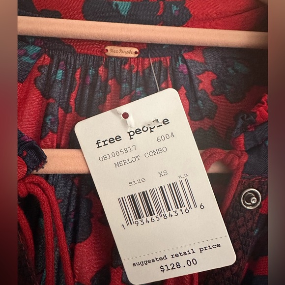 Free People NWT Love Letter Tunic, size small, in Merlot color combo - Picture 6 of 10